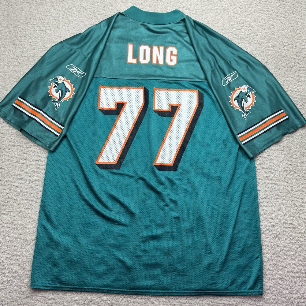 Reebok‎ NFL Miami Dolphins Jersey Jake Long #77 Size L Aqua Mesh VTG EUC